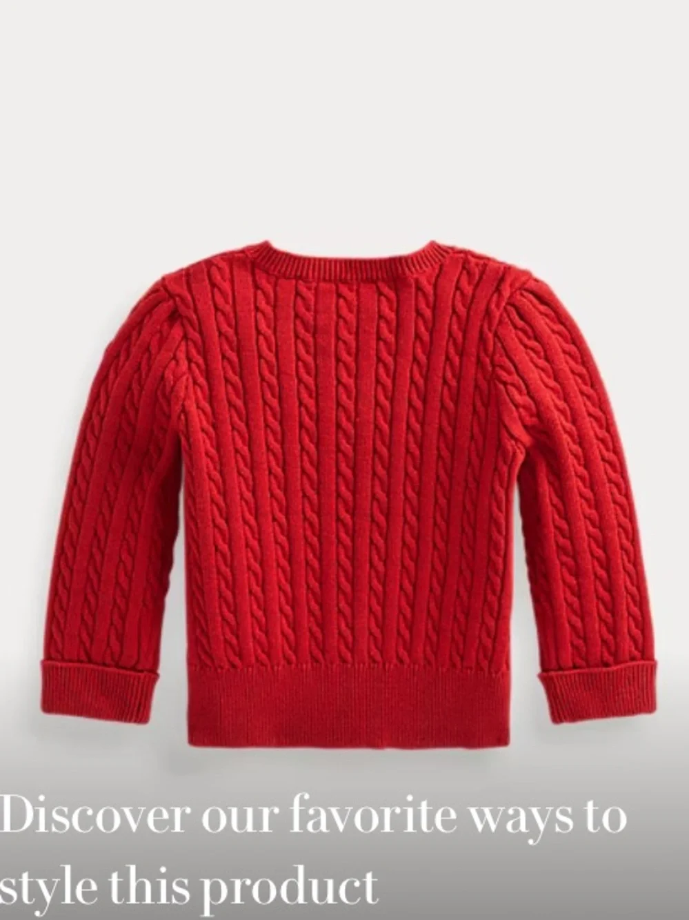 Ralph Lauren Red Cable Knit Kids Cardigan